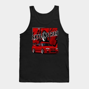 Nissan Skyline r34 GTR Red, JDM Car Tank Top